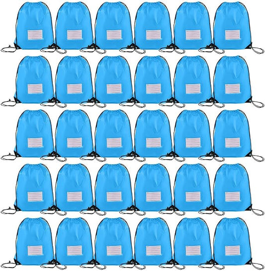 CODOBON 30 Pack Drawstring Bags,Bulk Draw String Backpack, DIY Gym Sports Cinch Bag Sackpack for Women Men, Sky Blue by CODOBON