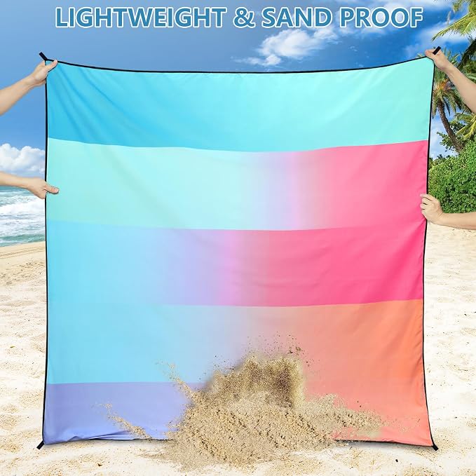 WIWIGO Beach Blanket Waterproof Sandproof Beach Mat 79" X 83"/10'x9'for 2-8 Adults Quick Drying Outdoor Picnic Mat Beach Accessories for Travel, Camping, Hiking - Image 5