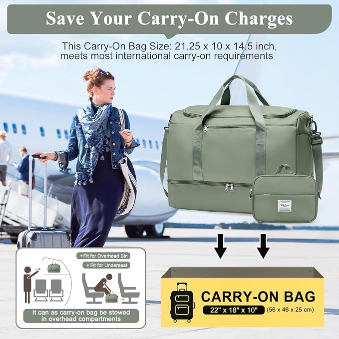 Extra Large Travel Duffel Bag, Carry-On Weekender Bags for Women Travel | Overnight Weekend Bag with Shoes Compartment for Travel Business Trips Sport Hospital, Toiletry Bag Included - Image 2