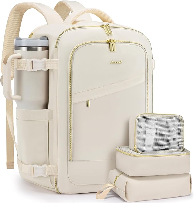 LOVEVOOK 40L Travel Backpack for Women, Carry On Flight Approved, Large Personal Item Bag, Fits 17 inch Laptop, TSA Approved Luggage with 3 Packing Cubes, Waterproof Weekender Gym Backpack by LOVEVOOK