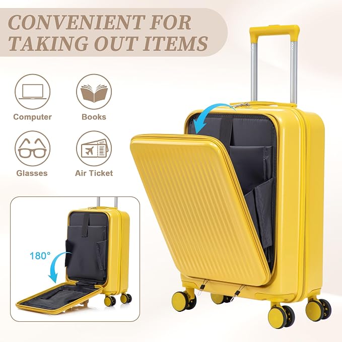20/14 Inch Hardside Luggage, Durable Suitcase with Spinner Wheels - Image 3