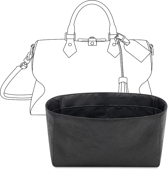 Soft Support Organizer Compatible with LV Soft Speedy Dark | Handcrafted DuPont™ Tyvek®,Handbag Organizer Insert, Precision 1:1 Custom Fit,Matte Black,Ideal for Shopping and Daily Carry by FANJIProject