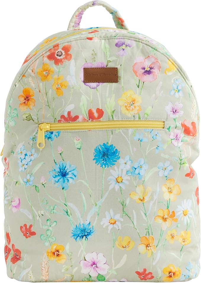 Maison d' Hermine Backpack for Women Men Cotton Shoulder Multipurpose Rucksack with Small Pouch Lightweight Multi Pocket Bag for Travel Work Beach Perfect for Spring Summer (Summer Whisper - Aloe) by MaisondHermine