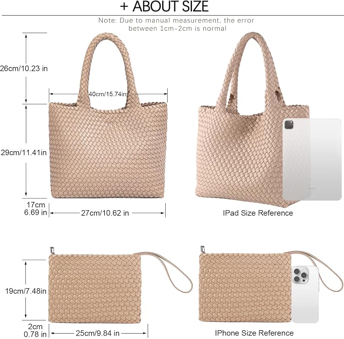 JINMANXUE Fashion Woven Bag Shopper Bag Travel Handbags and Purses Women Tote Bag Large Capacity Shoulder Bags - Image 4