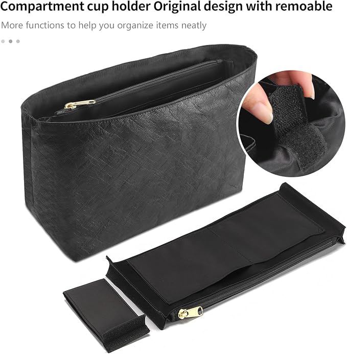 Tote Bag Organizer Insert Compatible with Geya Hobo Handbag, Dupont Paper Inner Purse Organizer Insert Makeup Liner Bag Shaper Black - Image 6