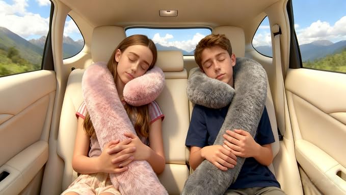 Car Travel Pillow, car Pillow for Kids and Adults, Ergonomic Travel Pillow Providing Neck and Body Support, a Sleep aid, Children's Travel Pillow -Pink - Image 2