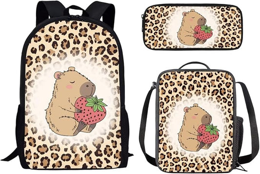 AFPANQZ Kids Backpack 3 Pieces Set Large Capacity School Bags with Heat Insulated Lunch Bags Small Pencil Bags 3 Pack by AFPANQZ