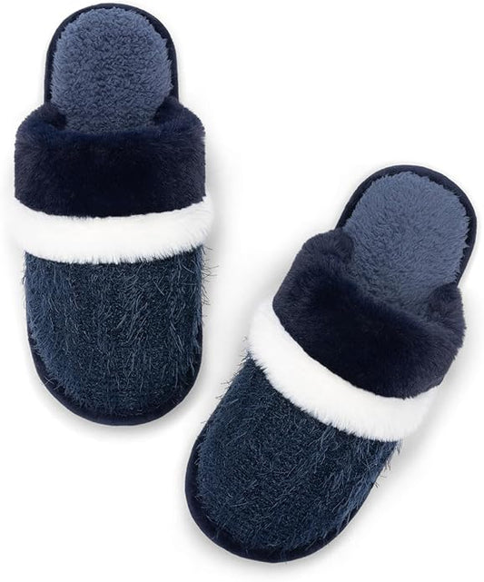 MAXTOP Womens Cozy Memory Foam Slippers Soft Warm Slip On Faux Fur House Slippers,Anti-Skid Rubber Sole,Creative Gifts for Women Mom Girlfriend