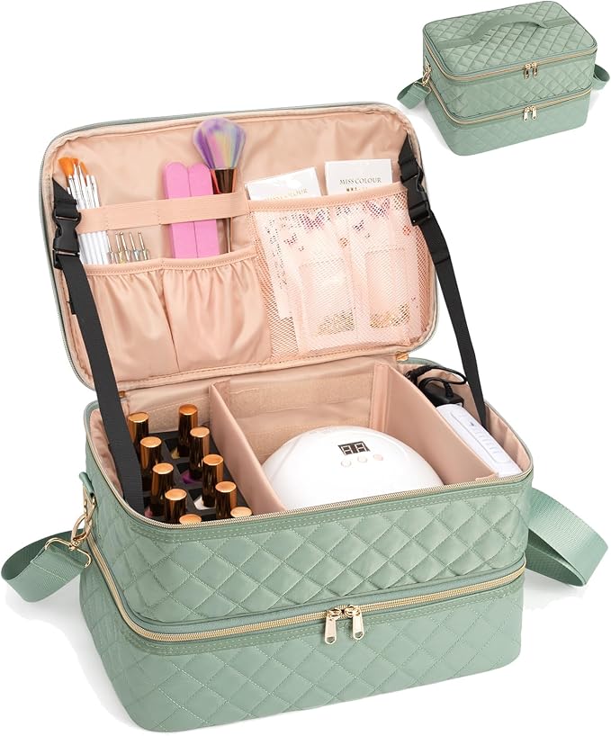 Ethereal Nail Polish Organizer Case, Holds 50+ Bottles (15ml/0.5 fl.oz) Nail Lamp, Gel Polish Travel Case Bag for Nail Suppiles, Gift for Manicurist, Girls by Ethereal