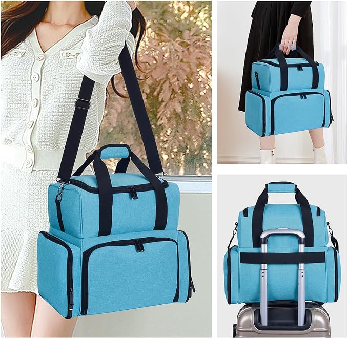 Large Makeup Bag Double Layer with 3 Removable Case.Lake Green | Large Makeup Bag with 3 Removable Case and 2 Removable Dividers Double Layer Travel Cosmetic Makeup Brushes Storage Section - Image 7