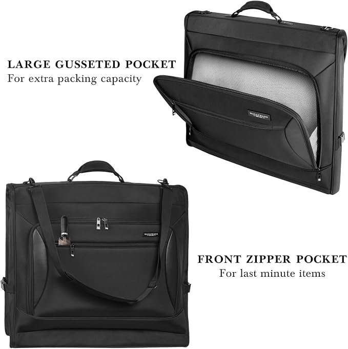 WallyBags Solutions 45" Premium Garment Bag with shoulder strap and pockets - Image 3
