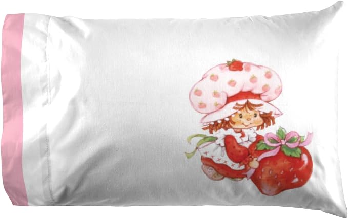 Jay Franco Kids Sheet Set with Fitted, Flat Sheets & Pillow Cover - Ultra-Soft Bedding with Pillowcase for Room Decor, White - Strawberry Shortcake, 4 Piece Full - Image 5