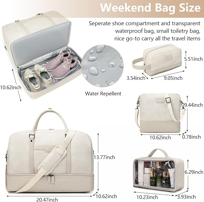 Wogarl Weekender Bag for Women Men Large Overnight Bag Travel Duffel Bag with Shoe Compartment Toiletry Satchel Bag Carry On Bag Fit 21" Laptop - Image 6