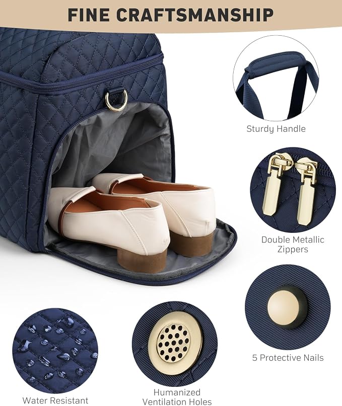 Travel Bags for Women Large weekender Duffle Bag with Shoe Compartment Wide Open Overnight Hospital Bag For Women Labor Delivery Carry on Bag Personal Item Travel Bag with Wet Pocket Blue - Image 4