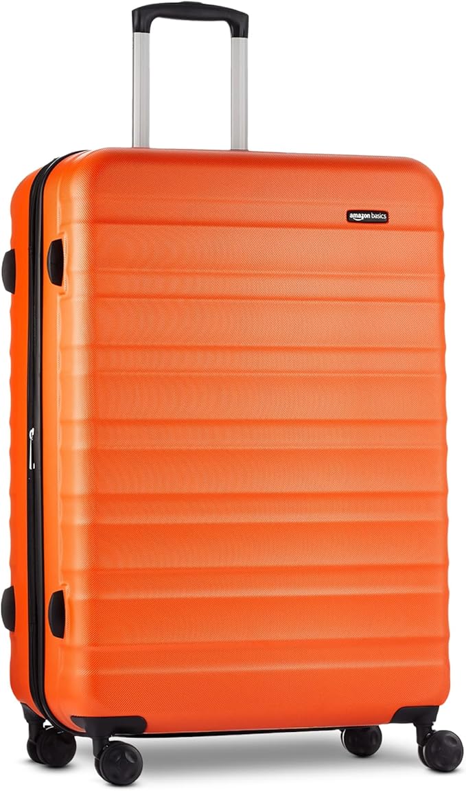 Amazon Basics 30" Hardside Large Checked Luggage, Expandable For Up to 15% More Space, Hardshell Suitcase With Wheels, Scratch-Resistant Surface, Four Multi-directional Wheels, Orange by AmazonBasics