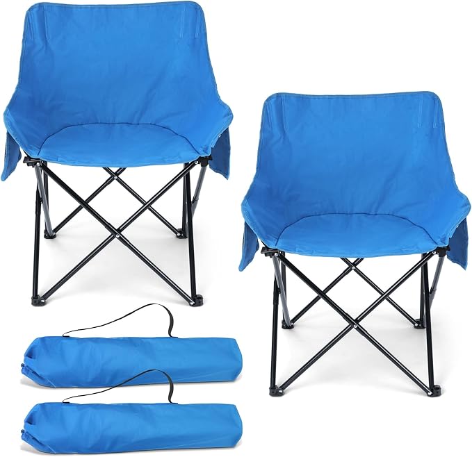 HaSteeL Camping Chair for Adults, Compact Folding Portable Chairs Set with Side Pockets for Outdoors Fishing, Hiking, Backpacking, Picnic, Beach, Travel, Supports to 250lbs, & Storage Bags (Blue) by HaSteeL