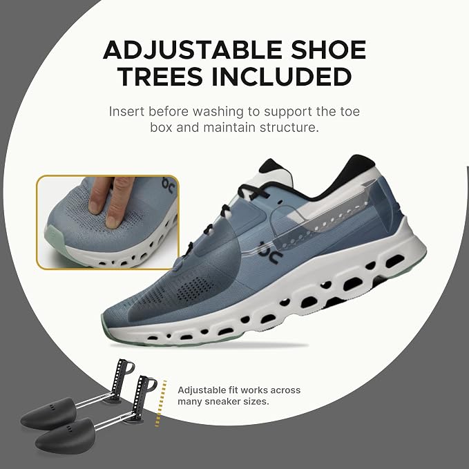 Shoe Washing Machine Bag (2 Pack), Shoe Bag for Washing Machine with Microfiber Scrub Fibers, Self-Locking Zipper Protection, 2 Adjustable Shoe Trees, Sneaker Laundry Bag for Washer and Dryer - Image 8