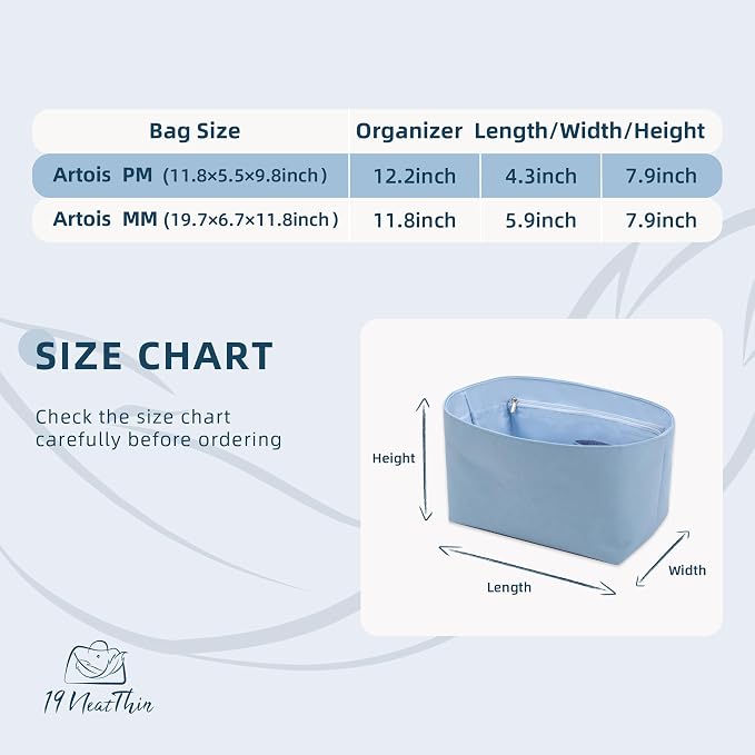 Lightweight Bag Insert for Artois MM, Side Zipper, Azure | Bottle Holder and Side Zip, Smooth Satin Interior, Easy-Care Outer Surface, Multiple Color Options, Structured Yet Flexible - Image 2