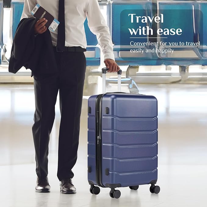 OLIXIS 28 Inch Luggage, Hardside Checked Suitcase with Spinner Wheels, Lightweight ABS Hard Shell Travel Luggage, TSA Approved Lock, Expandable Large Suitcase for Business & Travel–Blue - Image 3