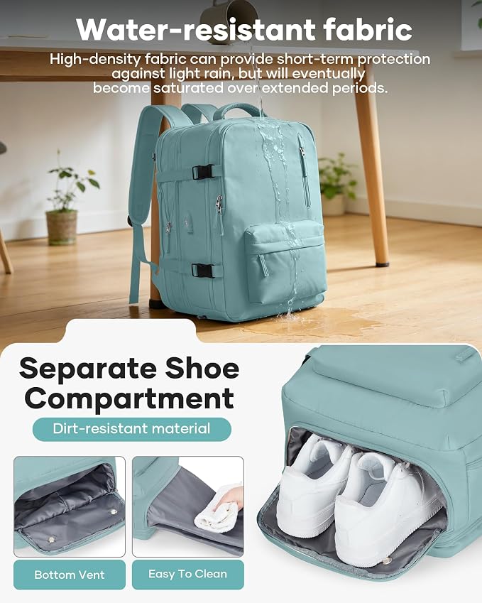 Vacuum Backpack Travel with Pump Carry on Luggage Flight Approved Essentials Personal Item Travel Bag with Vacuum System Waterproof Compression Backpack for Women Men Mochila de Viaje Light Blue - Image 7