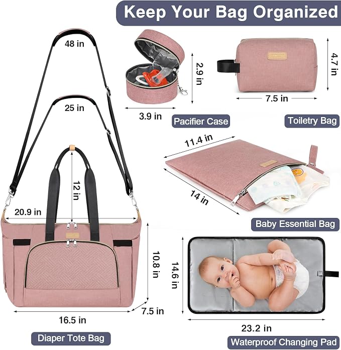 ITIEZY Diaper Bag Tote for Baby - Large Mommy Bag with Portable Changing Pad Pacifier Case, Hospital Bags Travel Baby Bag - Image 3