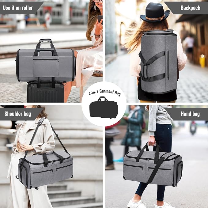 Bukere Carry on Garment Bag for Travel, Convertible Travel Duffel Suit Bag with Backpack Straps, Shoe Compartment, 3 in 1 Weekender Suit Bag for Men Women - Image 7