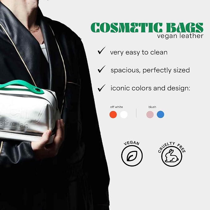 SARELLY | Vegan Leather Makeup Bag | Perfect for Makeup Brushes | Multi-compartments | White - Image 4