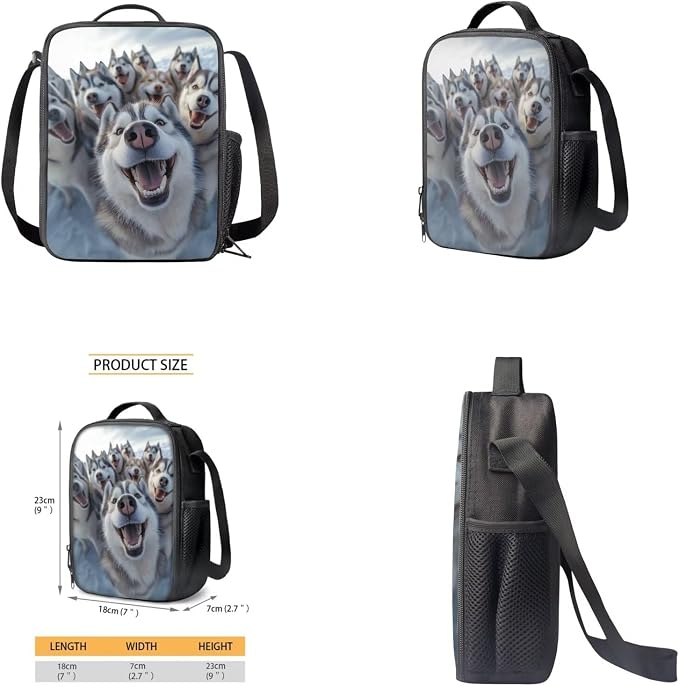 Husky Dog Backpack for School Boys Backpack with Lunch Box Water Bottle Carrier and Soft Pencil Pouch 4PCS Set Lightweight Bookbag with Front Pocket 17 inch Large Capacity School Bag for Kids - Image 4