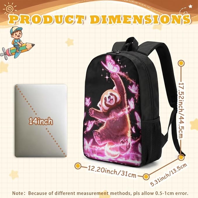 Red Panda Kids Backpack and Lunch Bag Set : 17in Elementary School Bookbag with Lunch Box - 4 in 1 Galaxy Book Bag for 1-3 Grade Girls 6-8/8-10 - Image 4