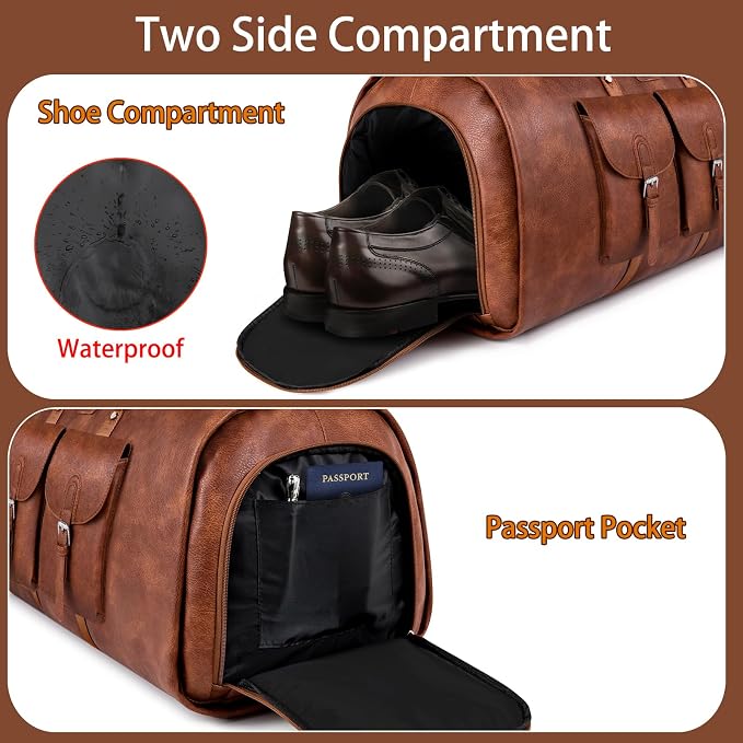 Garment Bag for Travel, Convertible Carry on Garment Duffel Bag for Men 3Pcs Weekender Bag 2 in 1 Hanging Suitcase Suit Bag - Image 6