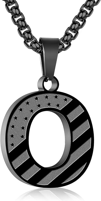 Zocomi Stocking Stuffers Christmas Gift - Initial Necklace Gifts for Men Boys, Stainless Steel American Flag Pendant Jewelry, Christmas Gifts Ideas for Kids Teen Boys