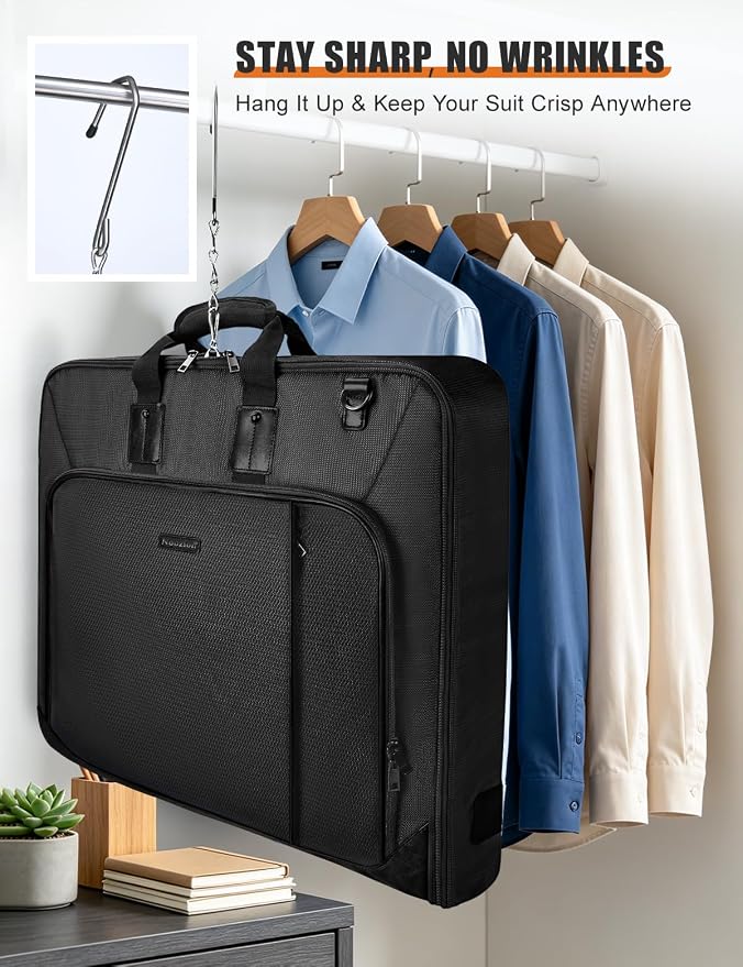 Noozion Garment Bag for Travel, Large Carry On Suit Bag for Business Up to 3 Suits, Wrinkle Free Garment Bag for Hanging Clothes with Shoulder Strap, Laptop Compartment, and Wet-Dry Pocket - Image 3