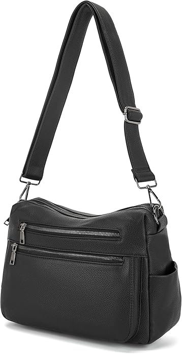 YZAOLL Large Crossbody Shoulder Bag for Women Vegan Leather Tote with Adjustable Wide Strap Work Purse with 10 Pockets