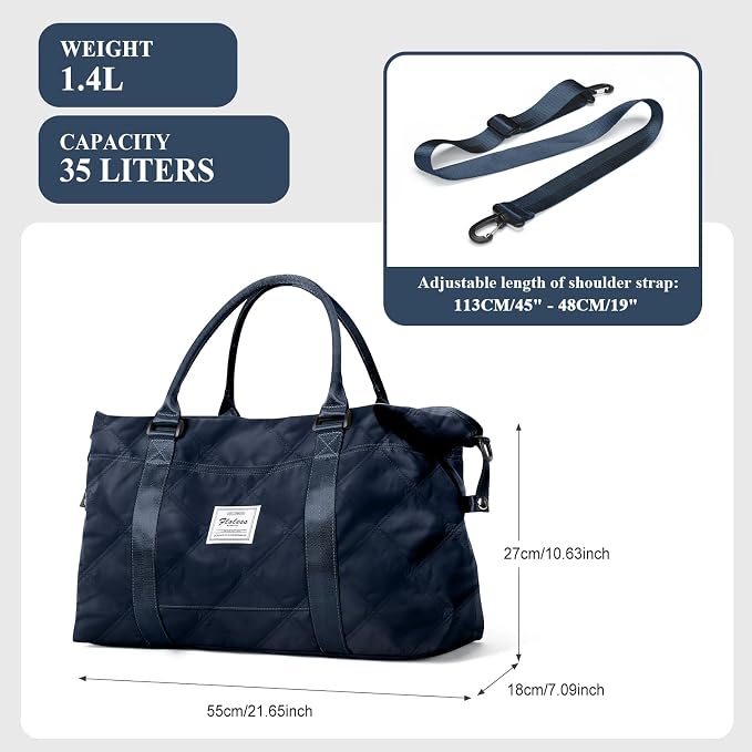 Travel Duffel Bag, Carry On Overnight Weekender Bags for Women | Travel Bag with Wet Pocket & Trolley Sleeve, For Spirit Airlines 18x14x8 Personal Item Bag - Image 3