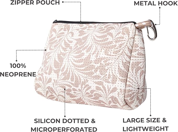 POPUPS Large Makeup Bag with Zipper - Waterproof Neoprene Cosmetic Bag 7.7 x 10.75 x 5 inches - Image 4