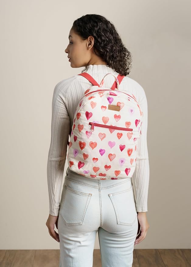 Maison d' Hermine Backpack for Women Men Cotton Shoulder Multipurpose Rucksack with Small Pouch Lightweight Multi Pocket Bag for Travel Work Beach Perfect for Spring Summer (Sweethearts) - Image 8
