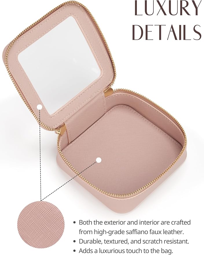 Popvibe Clear Makeup Case Toiletry Bag Travel Medium Clear Cosmetic Bag with Zipper, Make Up Bag Organizer Traveling TSA Approved Transparent Bag Car for Essentials, Mini & Medium, Mauve - Image 5