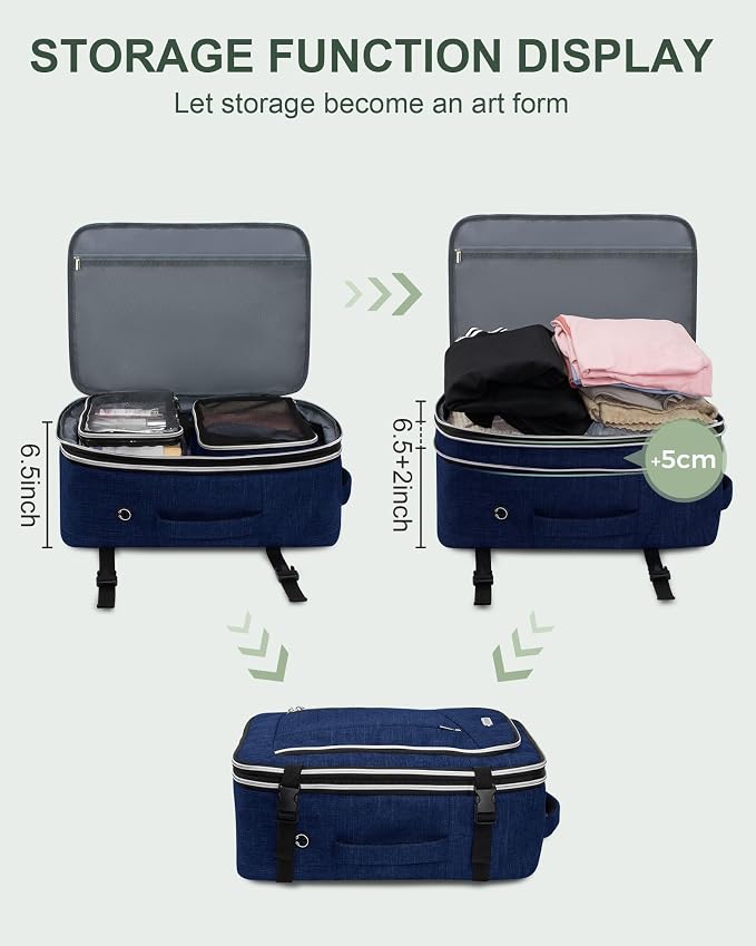 Travel Carry On 17.5" Laptop Expandable Backpack for Men Women, Personal Item Bag Waterproof Airline Approved with USB Charging Hole 3 Packing Cubes, Large Weekender Daypack Business Luggage Suitcase - Image 8