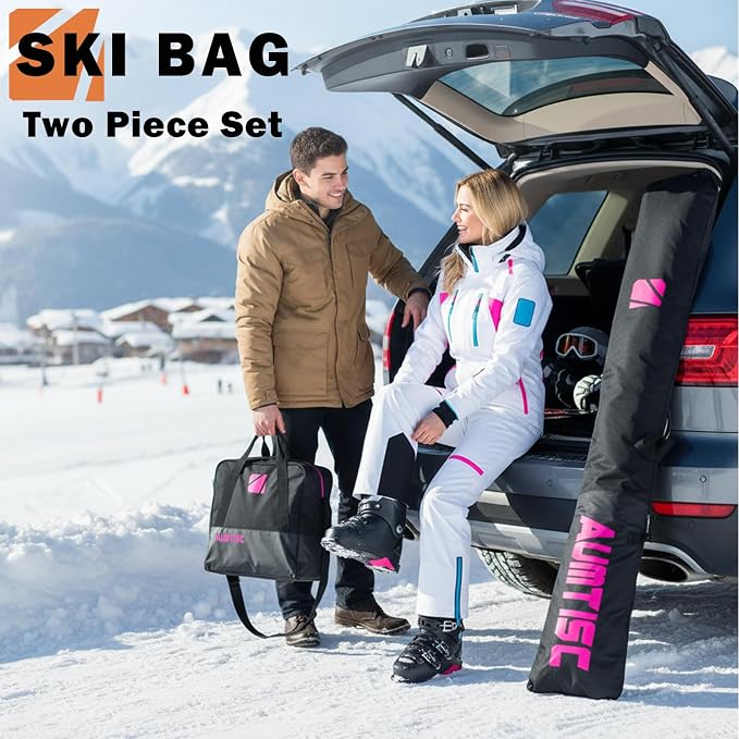 AUMTISC Ski and Boot Bag Combo for Air Travel Flying, Padded Two-Piece Snow Ski Bags, Adjustable Length Ski Travel Bag for Skis Up to 200cm and Boots Up to Size 13 - Image 8