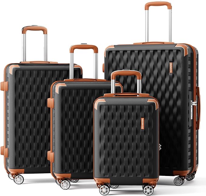 Melalenia Luggage Sets 4 Piece Suitcase Set,Hard Shell Carry on Luggage Travel Suitcases with Spinner Wheels and TSA Lock, Lightweight Luggage Set for Women by Melalenia