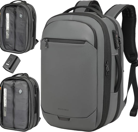 Vacuum Seal Travel Backpack 45L with Pump - Expandable Air Compression System, Water-Resistant Business TSA Lock, Laptop Backpack, Carry-On Suitcase Luggage, Gifts for Men by Unknown