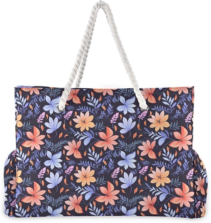 senya Large Beach Shoulder Bags Canvas Tote Water Resistant for Gym Travel Daily - Image 4