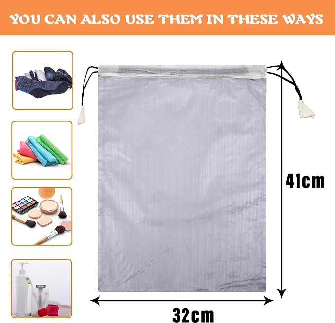 Kuber Industries Shoe Cover | Travel Shoe Storage Bags | PVC Storage Bags | Drawstring Shoe Cover | Transparent Shoe Storage Organizer | Lining-Design | Pack of 12 | White - Image 3