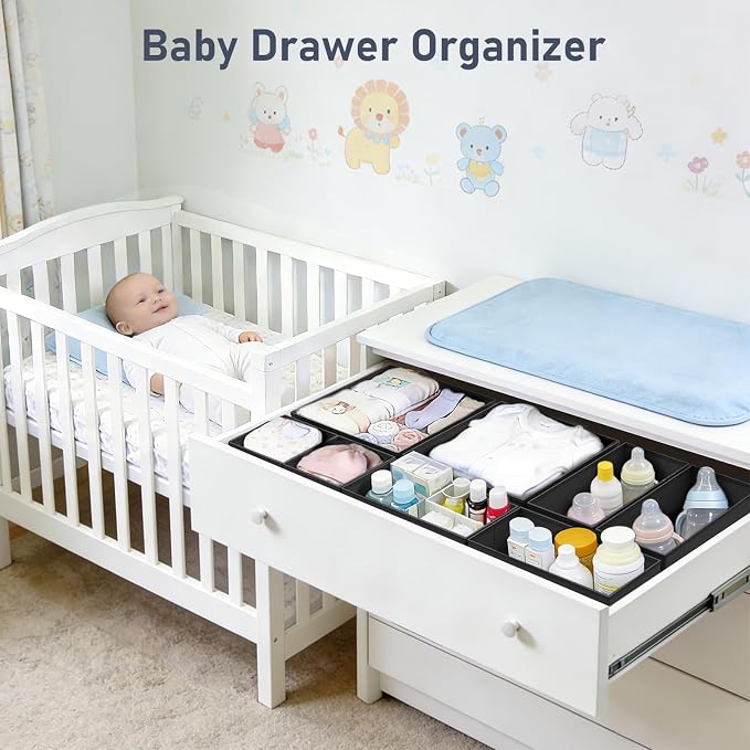 DIMJ Drawer Organizer Clothes - 28 Pack Baby Dresser Organizer for Nursery Closet Organization, Fabric Drawer Organizer Bins for Underwears Socks Bras, Foldable Storage Dividers for Bedroom - Image 2