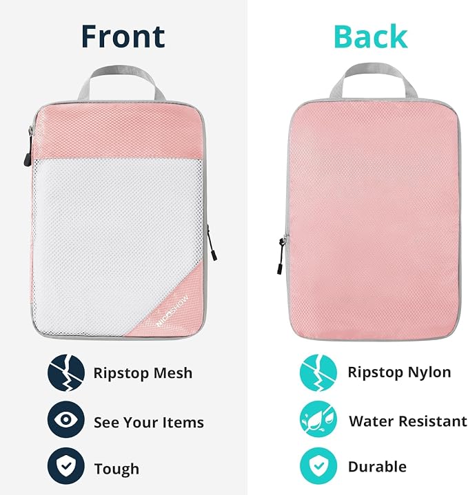 Compression Packing Cubes 10 Set, Compressible Space-Saving Packing Cubes for Travel - Compression Bags, Luggage Organizer, Travel Essentials for Women, Pink - Image 5