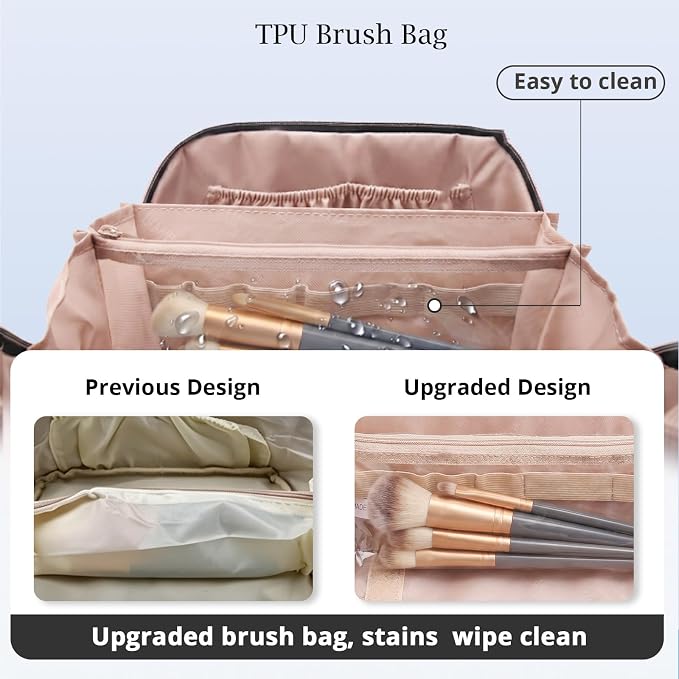 Personalized Gift Travel Makeup Bag: Initial Makeup Organizer Bag for Women | 3-in-1 Custom Make up Bag Set - Vegan Leather Travel Cosmetic Bag - Luxury Gift for Women – Birthday, Anniversary, Graduation - Image 4