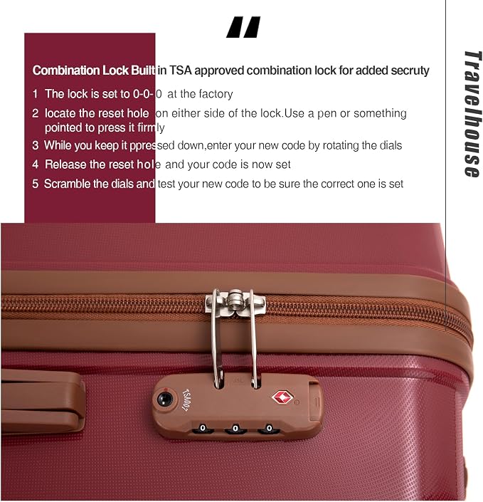 Travelhouse Luggage Sets 5 Piece with Double Spinner Wheels,PP Hardside Suitcase Sets with TSA Lock,Carry On Luggage Set with Travel Duffle Bag for Women and Men - Image 6