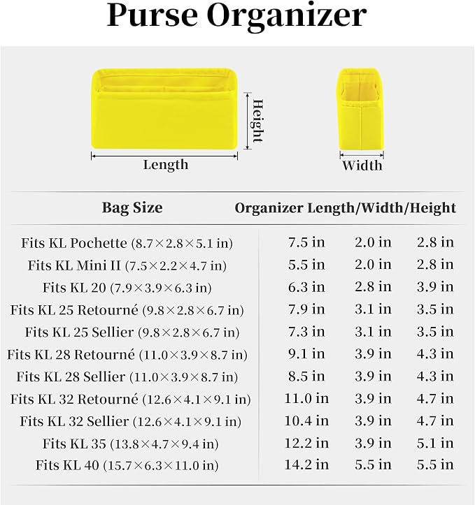 Women's Purse Organizer Insert - Satin & Lightweight Fabric with Inside Pockets, Portable for Commute, Travel, Shopping, and Evening, Multicolor Options, Fits for Kelly 25(Lime, KL25 Retourné) - Image 8
