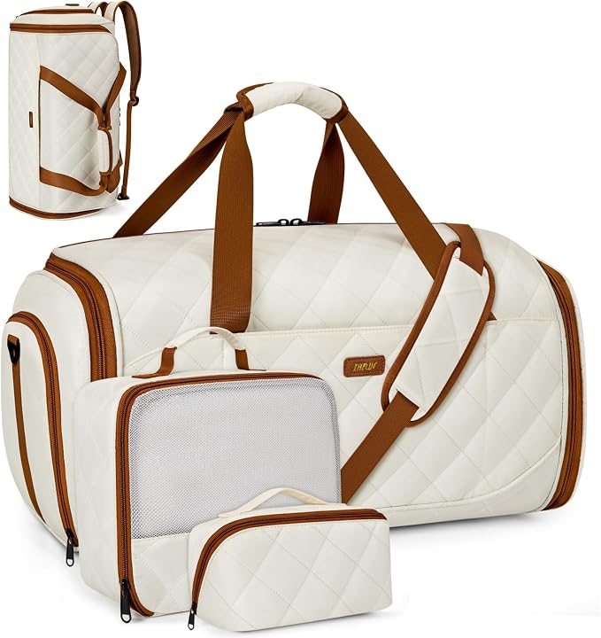 Convertible Garment Bags for Travel - Carry on Garment Duffle Bag with Backpack Straps for Men Women, 4 in 1 Large Travel Duffel Bags with Shoes Compartment Hanging Suit Dress Weekender Bag 3pcs Set by IBFUN