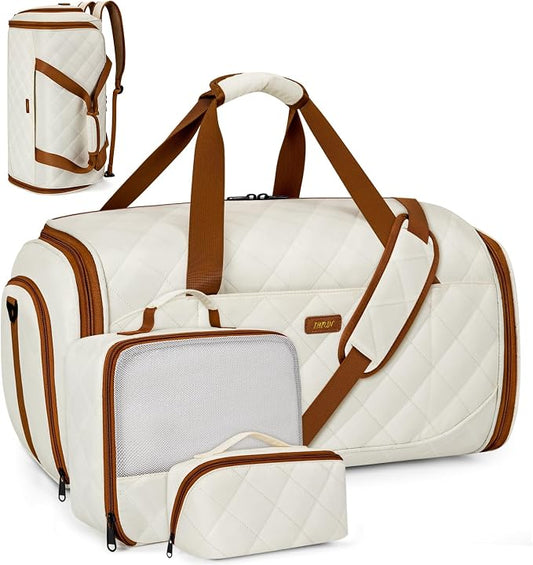 Convertible Garment Bags for Travel - Carry on Garment Duffle Bag with Backpack Straps for Men Women, 4 in 1 Large Travel Duffel Bags with Shoes Compartment Hanging Suit Dress Weekender Bag 3pcs Set by IBFUN